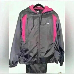 AVIA hot pink and black Track suit Jacket / Windbreaker / suit- Made In USA